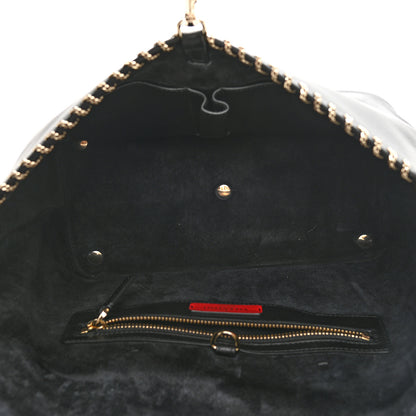 Valentino Garavani Calfskin Groumette Small Demilune Double Handle Satchel Black 4 of 10