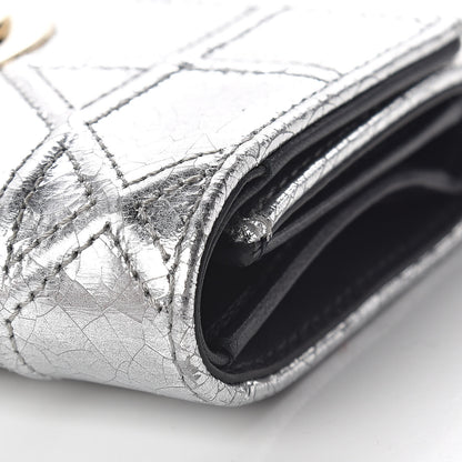 Christian Dior Ceramic Effect Deerskin Cannage Diorama Elancee Wallet Silver 11 of 12
