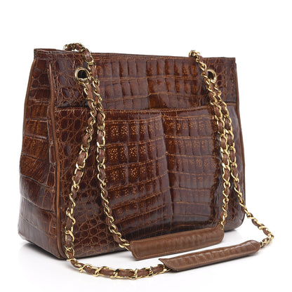 Chanel Alligator Tote Brown 3 of 12