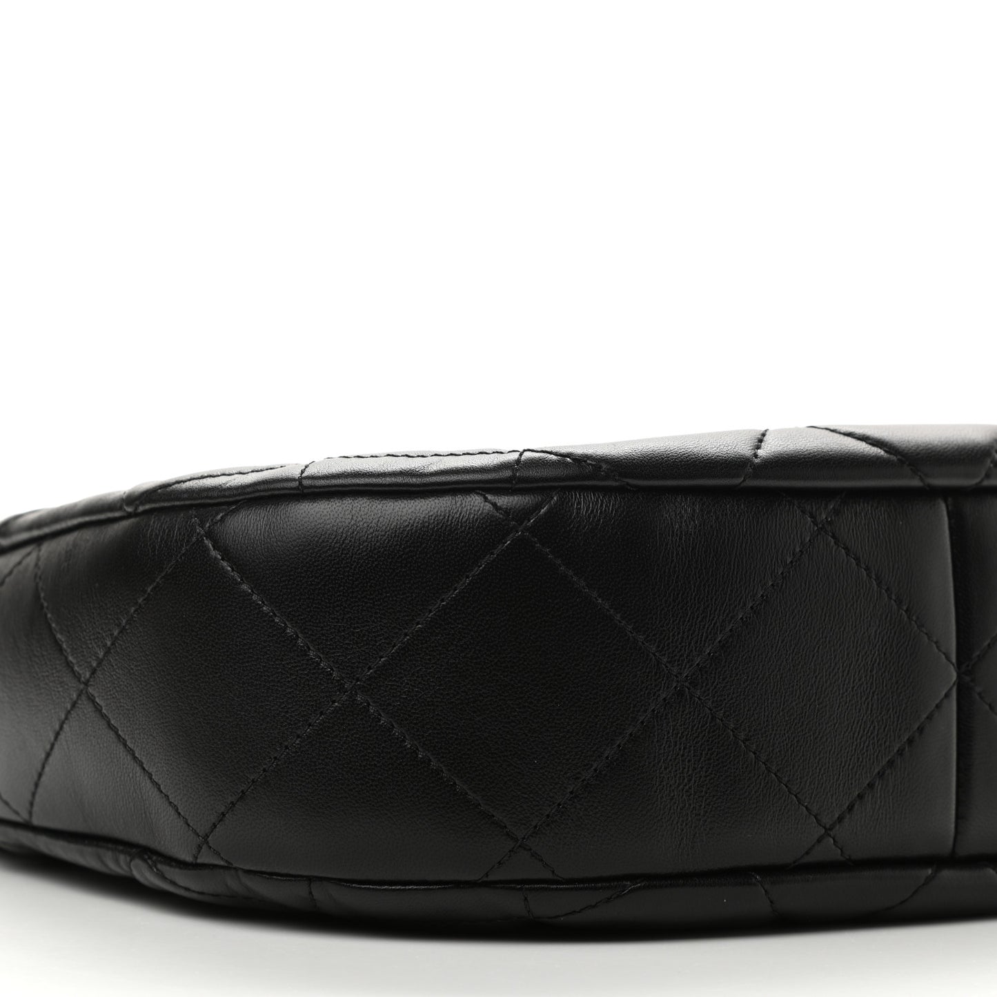 Lambskin Chain Rows Quilted Chain Hobo Black