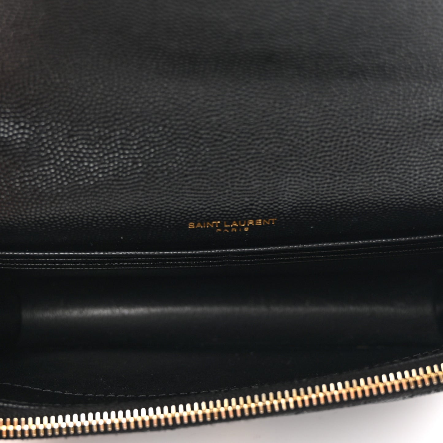 Grain De Poudre Matelasse Chevron Monogram Envelope Chain Wallet Black
