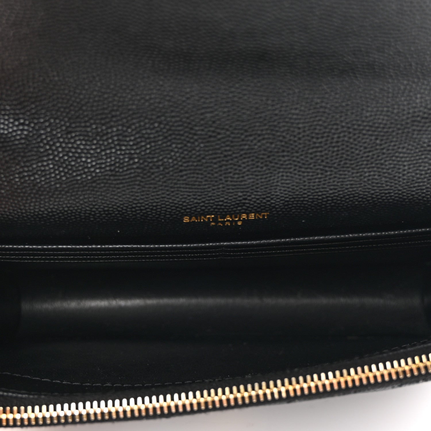 Saint Laurent Grain De Poudre Matelasse Chevron Monogram Envelope Chain Wallet Black 5 of 10