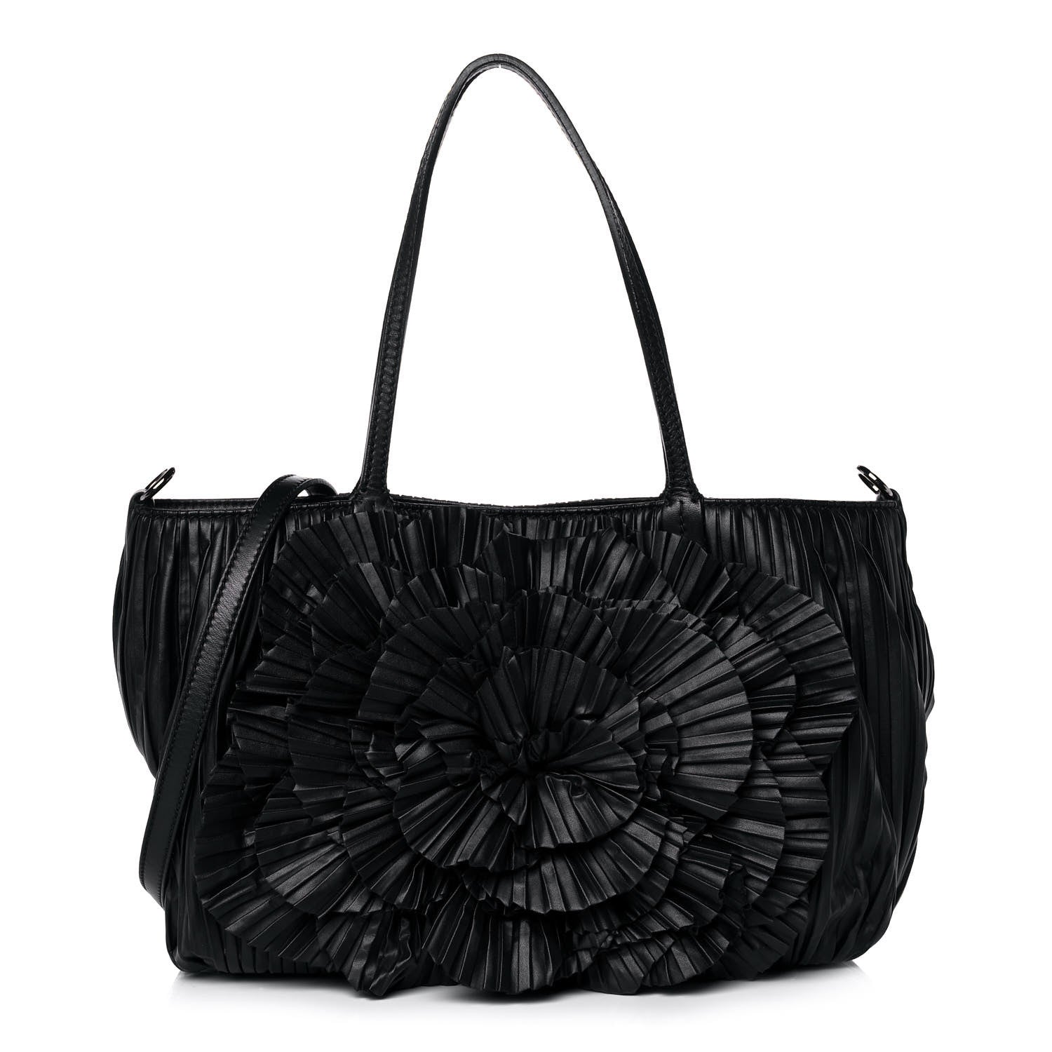 Valentino Garavani Nappa Pleated Petale Dome Tote Black 1 of 11