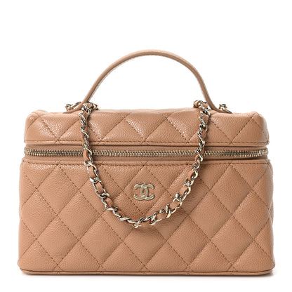 Chanel Caviar Quilted Top Handle Slim Vanity With Chain Brown 1 of 10