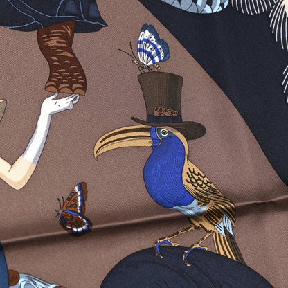 Hermes Silk Story Scarf 90 Marron Glace Bleu Nuit 5 of 6
