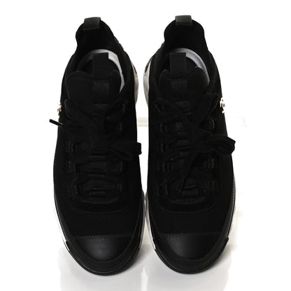 Chanel Velvet Calfskin Mixed Fibers CC Sneakers 37 Black 5 of 13