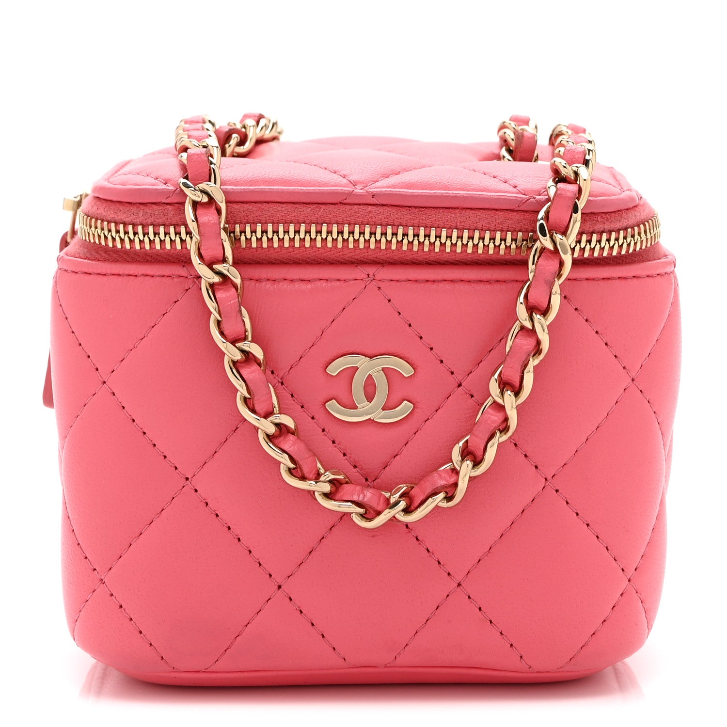 Chanel Lambskin Quilted Mini Vanity Case With Chain Pink 2 of 11