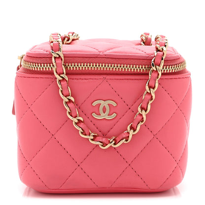 Chanel Lambskin Quilted Mini Vanity Case With Chain Pink 2 of 11