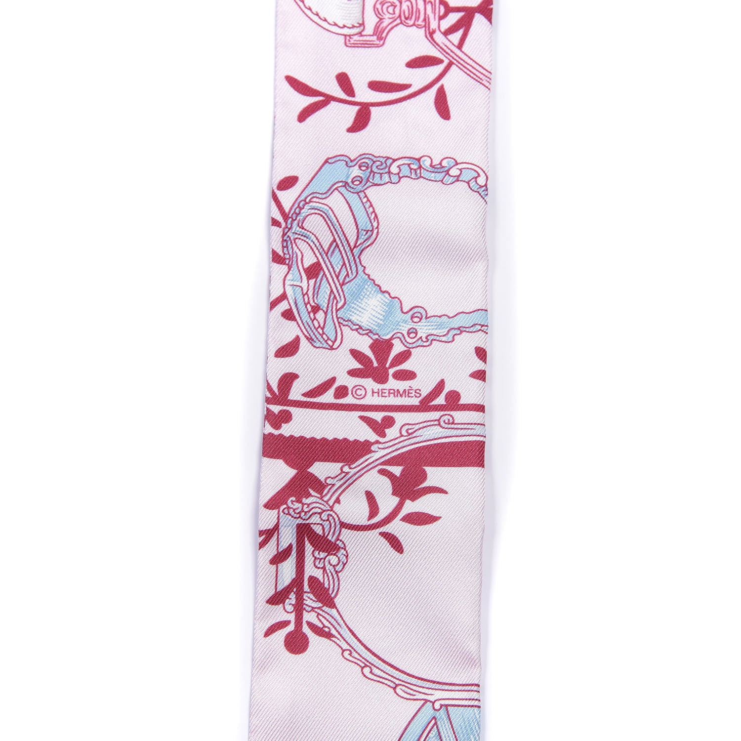 Hermes Silk Etriers Remix Twilly Rose Pale Bordeaux 3 of 4
