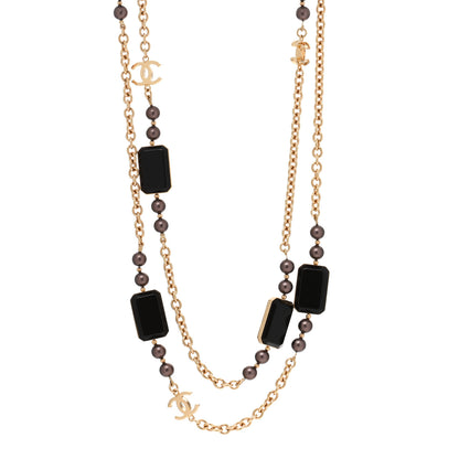 Chanel Enamel CC Long Necklace Brown Gold 1 of 4