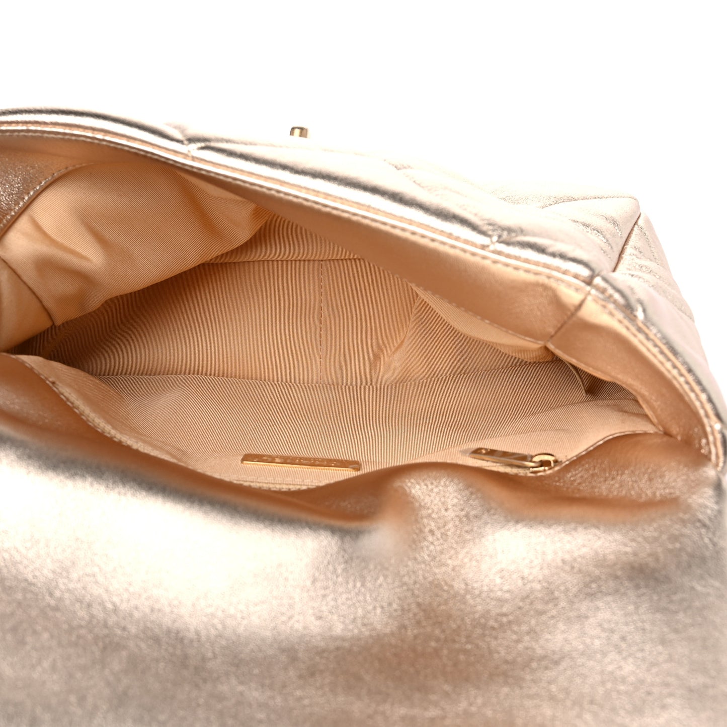 Metallic Lambskin Quilted Large Chanel 19 Flap Gold