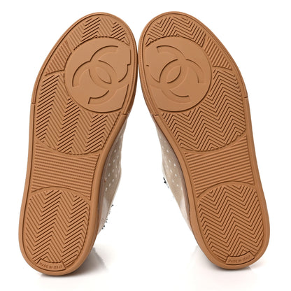 Chanel Fabric Suede Calfskin Logo Sneakers 38 Light Beige 5 of 7