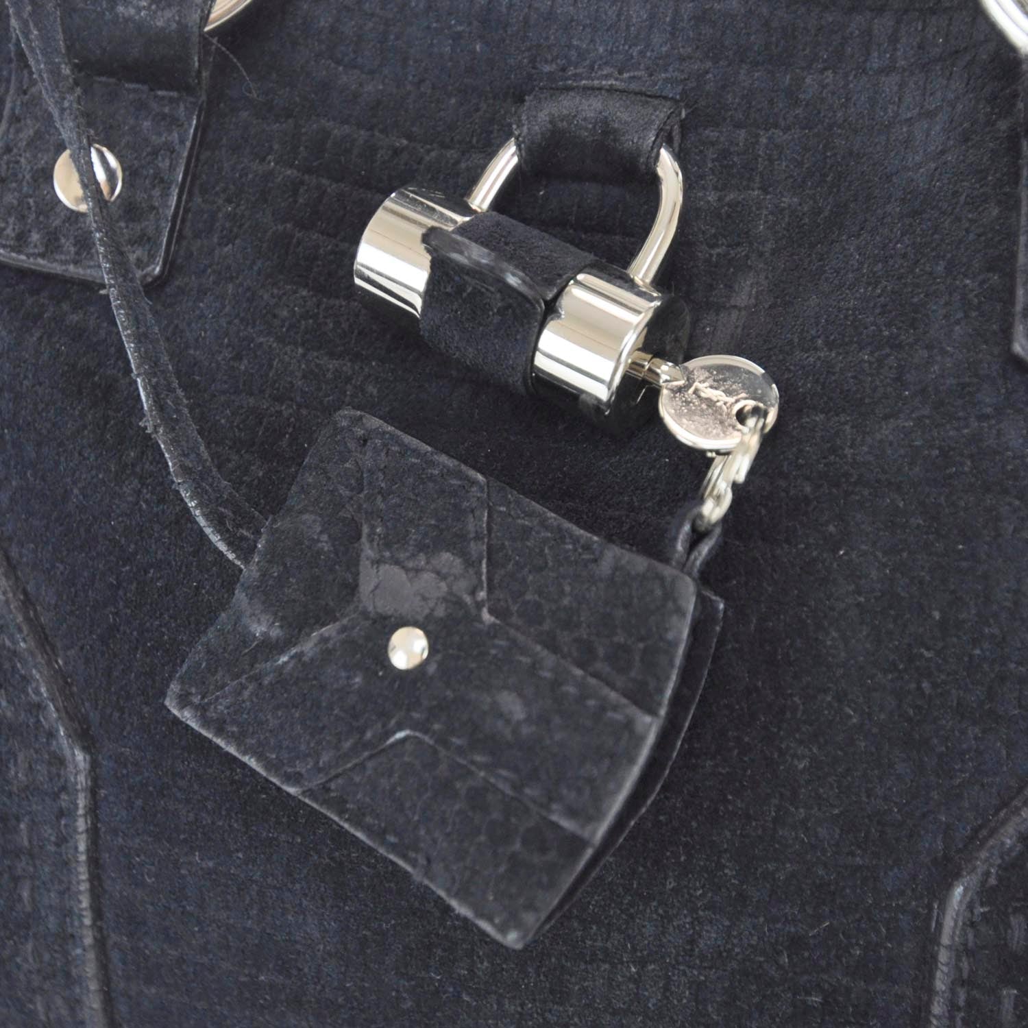 Saint Laurent Lizard Embossed Nubuck Large Muse Navy 4 of 10