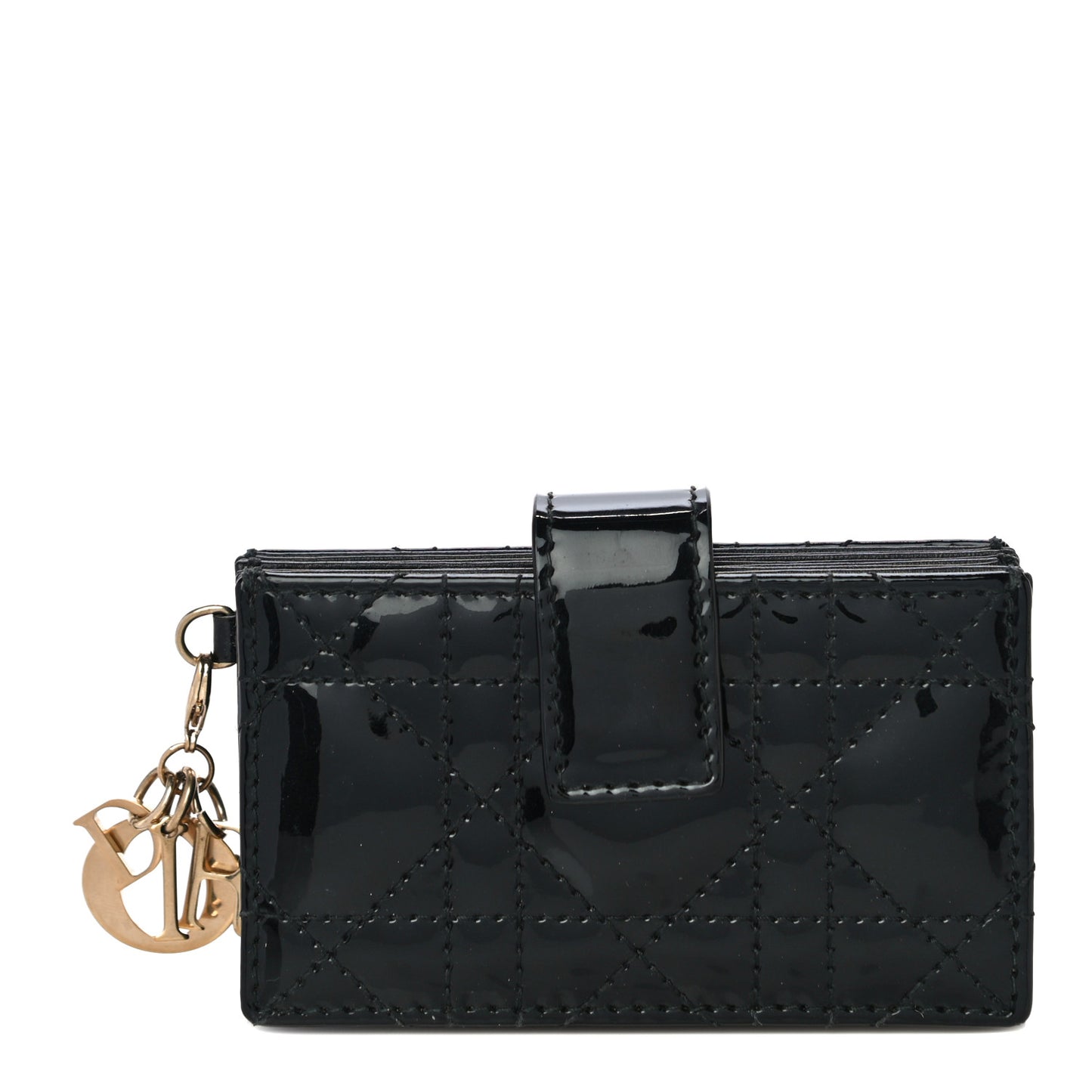 Patent Cannage Lady Dior 5-Gusset Card Holder Black