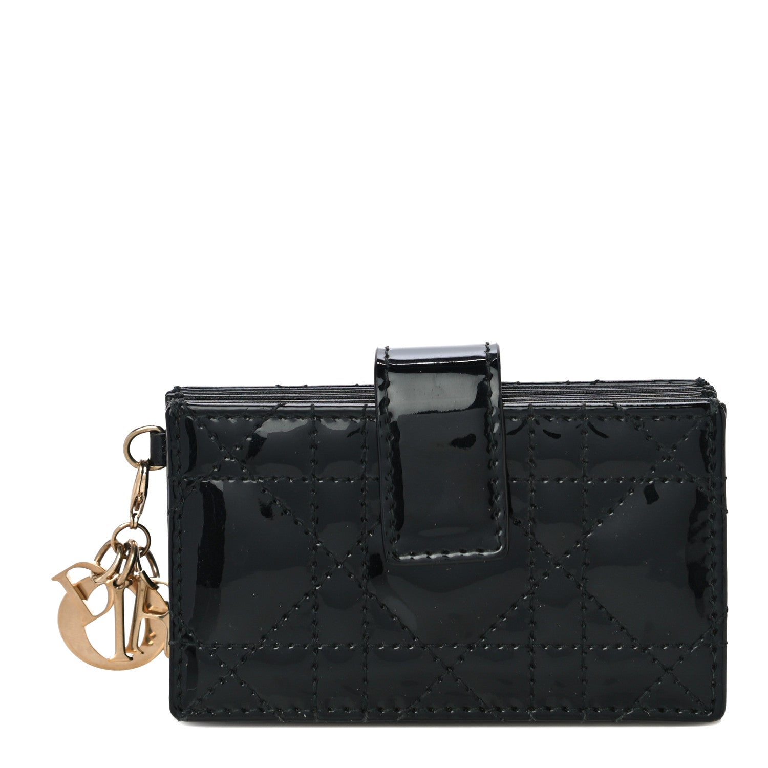 Christian Dior Patent Cannage Lady Dior 5-Gusset Card Holder Black 1 of 10