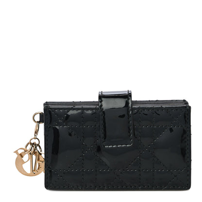 Christian Dior Patent Cannage Lady Dior 5-Gusset Card Holder Black 1 of 10