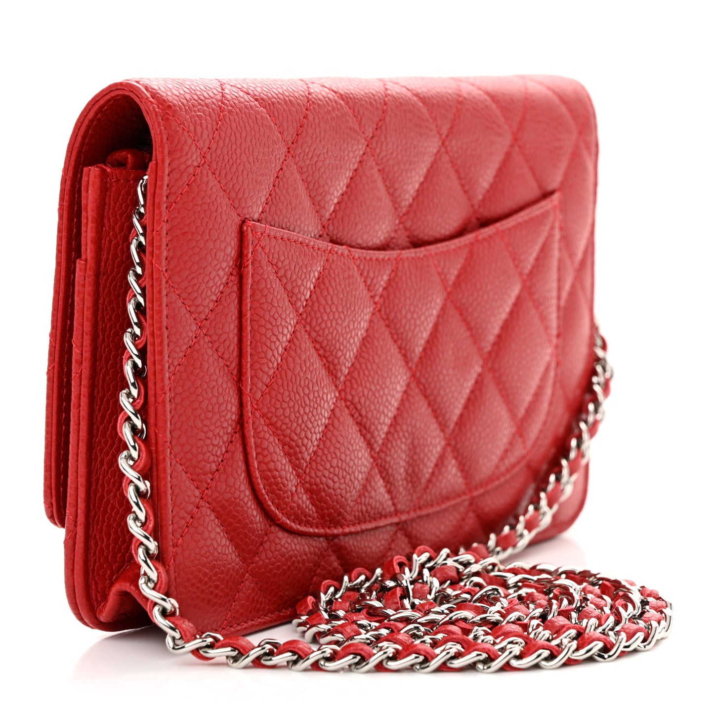 Caviar Quilted Wallet on Chain WOC Red