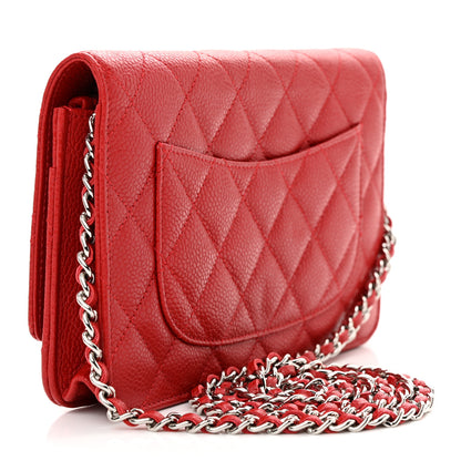 Chanel Caviar Quilted Wallet on Chain WOC Red 3 of 13