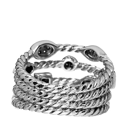 David Yurman Sterling Silver Diamond Confetti 4 Row Ring 52 6 4 of 5