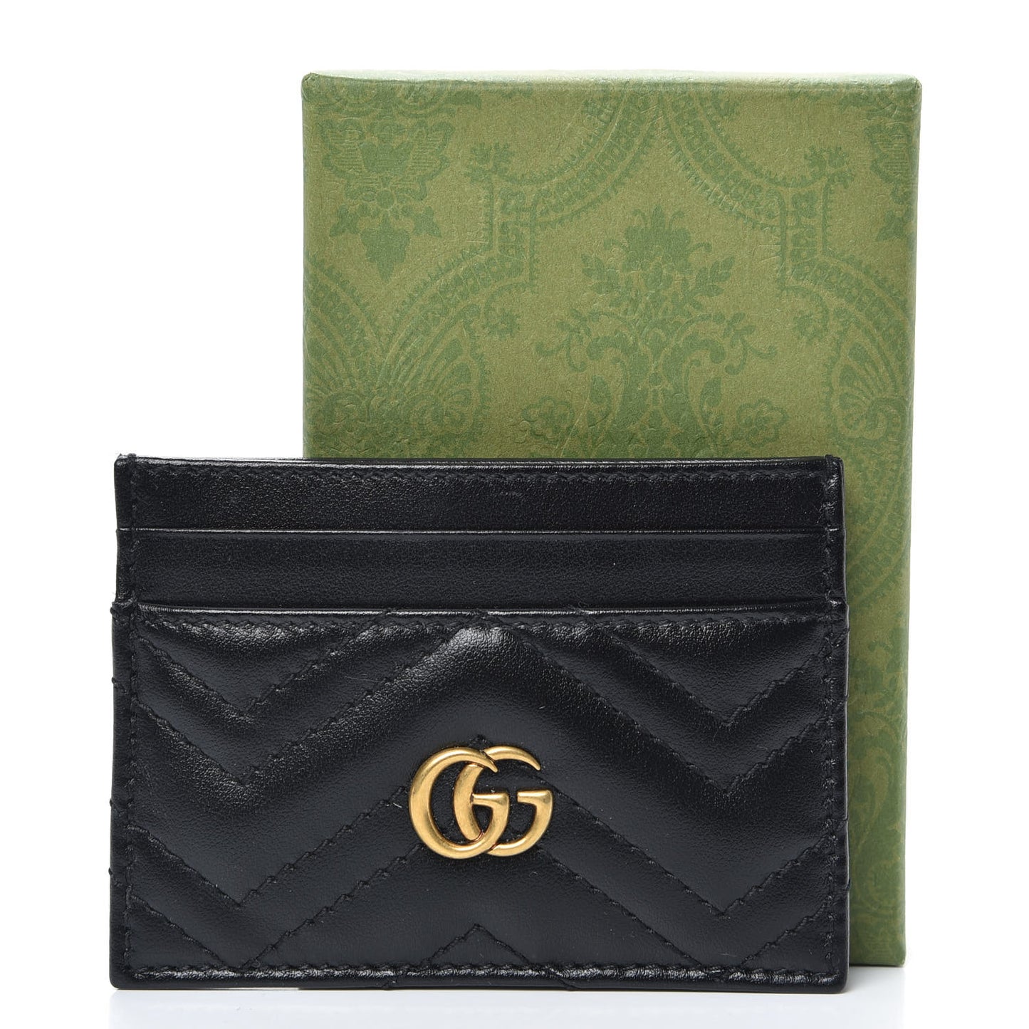 Calfskin Matelasse GG Marmont Card Holder Black