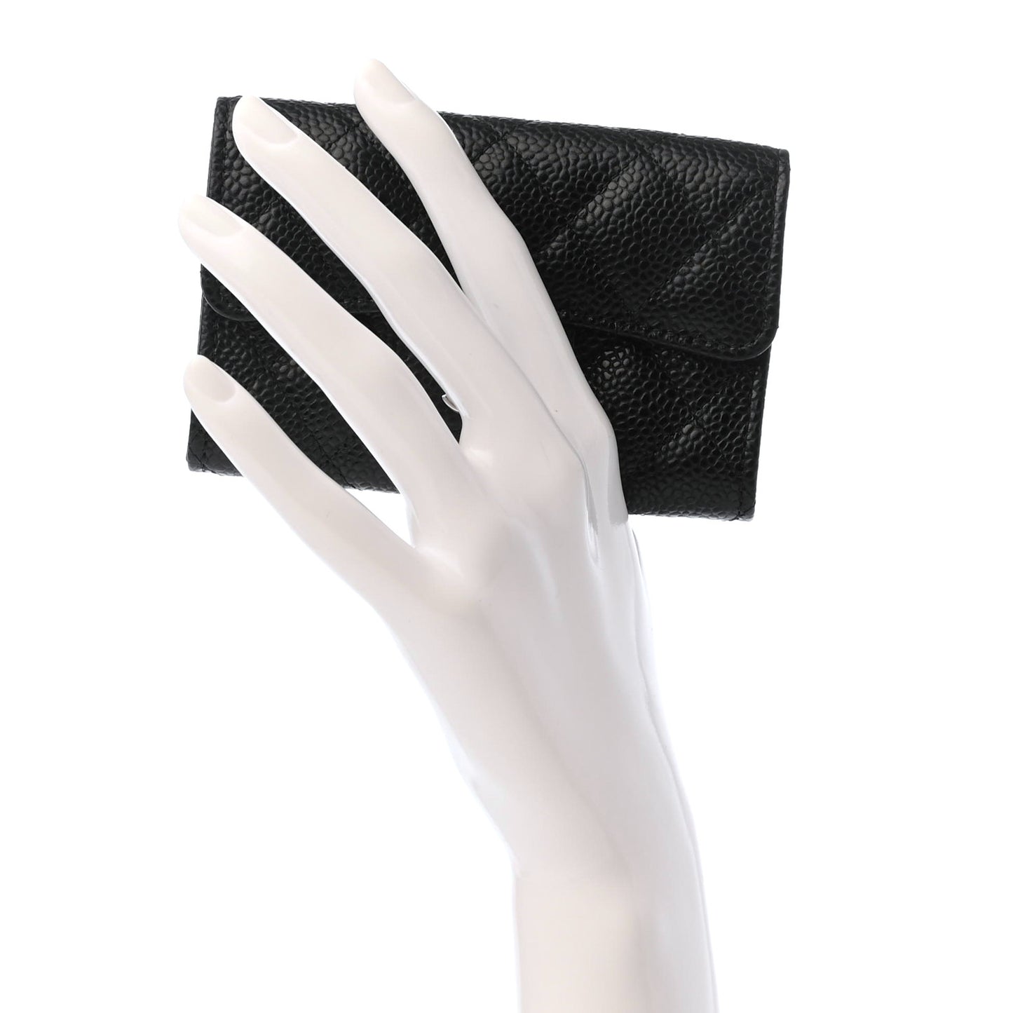 Caviar Quilted Flap Card Holder Black
