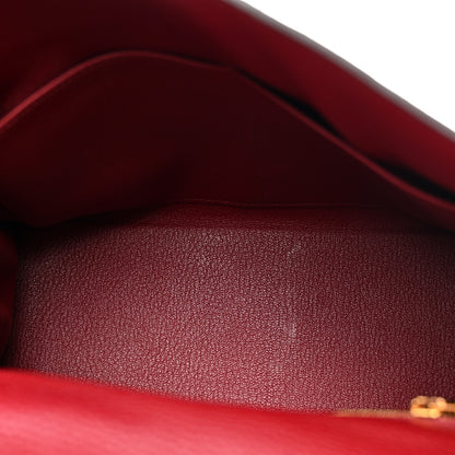 Hermes Taurillon Clemence Kelly Retourne 28 Rouge Grenat 5 of 14