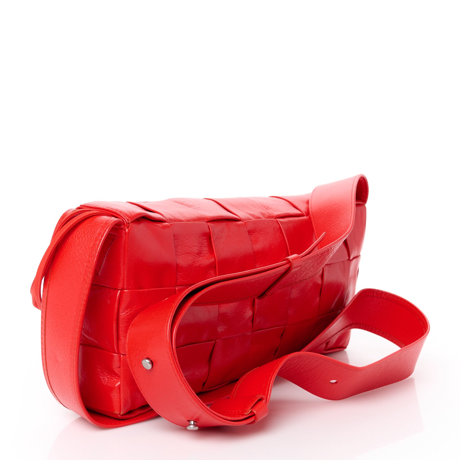Bottega Veneta Paper Calfskin Intrecciato Stretch Cassette Bright Red 4 of 12