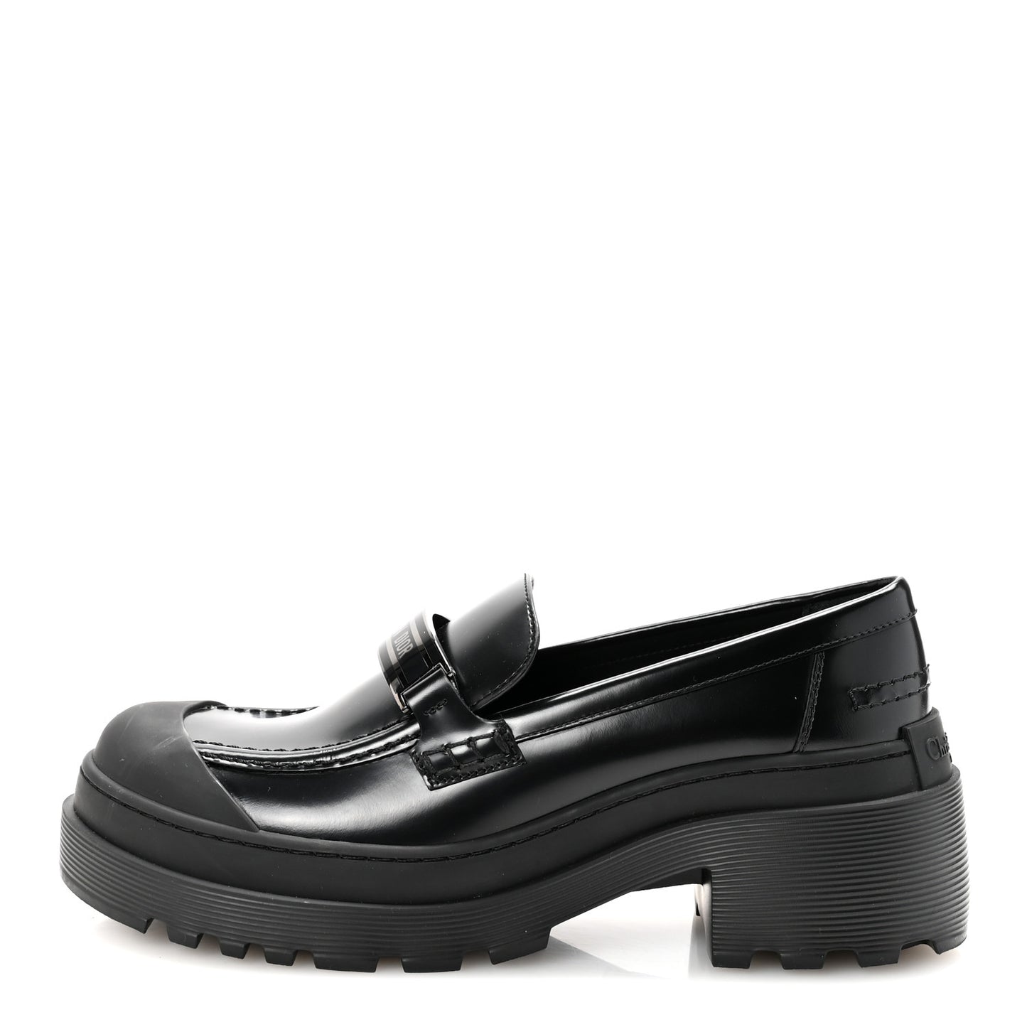 Brushed Calfskin Rubber Dior Code Cap Toe Lug Sole 35mm Loafers 39 Black
