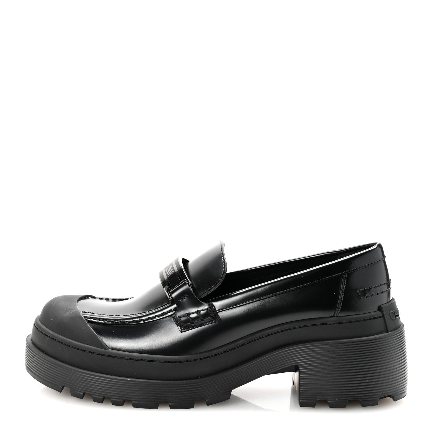 Christian Dior Brushed Calfskin Rubber Dior Code Cap Toe Lug Sole 35mm Loafers 39 Black 1 of 9