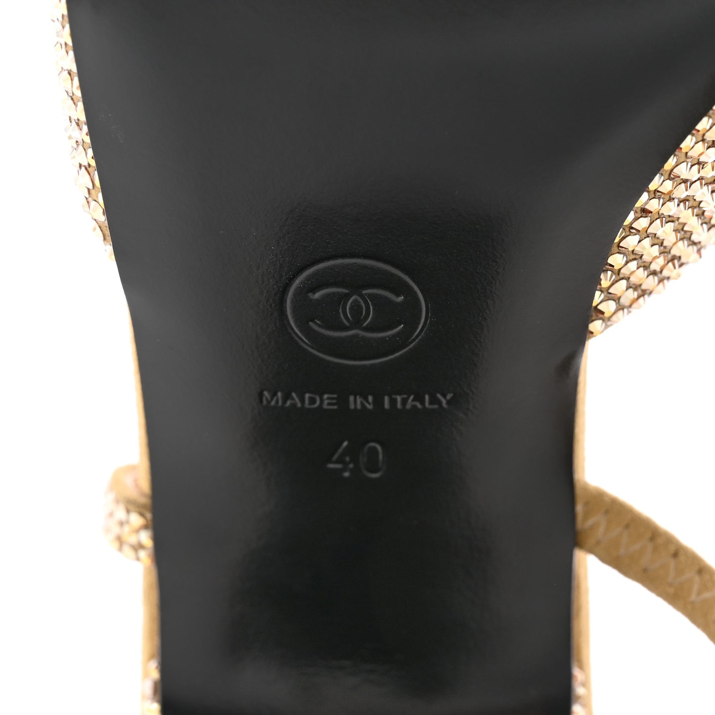 Strass Grosgrain Cap Toe CC Slingback Pumps 40 Gold Black