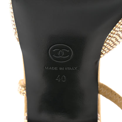 Chanel Strass Grosgrain Cap Toe CC Slingback Pumps 40 Gold Black 6 of 11