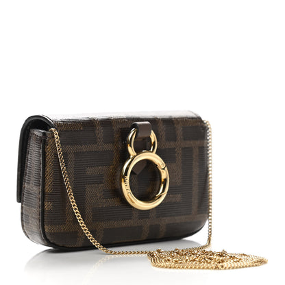 Fendi Glazed Fabric FF 1974 Nano Baguette Charm Mogano Panna 3 of 8