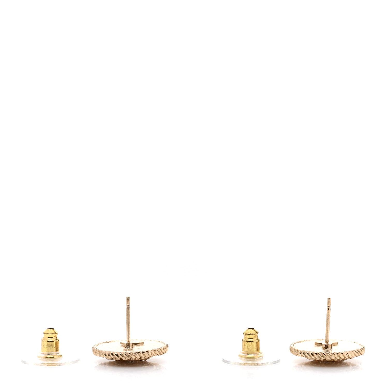 Chanel Metal Crystal CC Medallion Round Earrings Gold 3 of 4