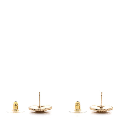 Chanel Metal Crystal CC Medallion Round Earrings Gold 3 of 4