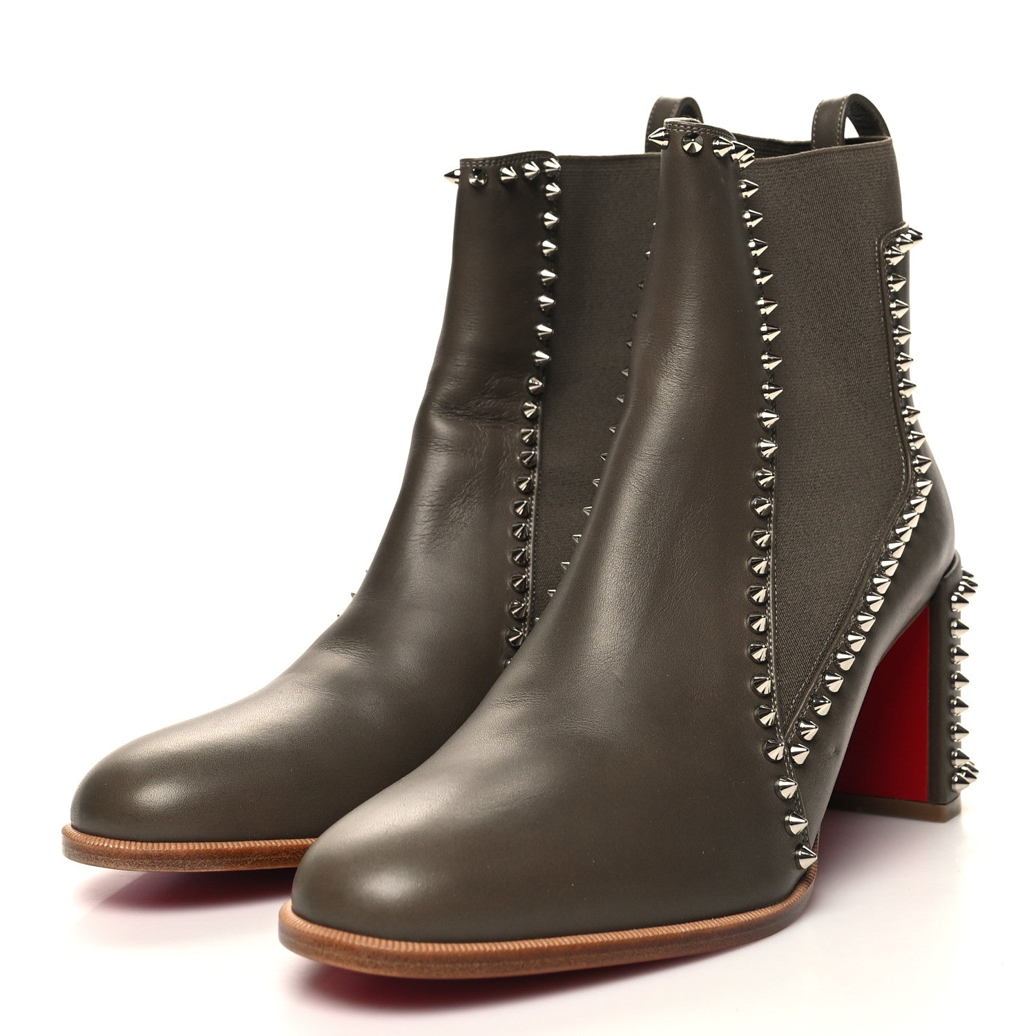 Christian Louboutin Calfskin Spikes Zefira Outline 85 Boots 41 Beige 3 of 8
