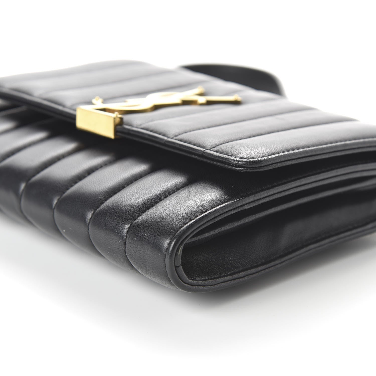 Saint Laurent Lambskin Matelasse Monogram Vicky Chain Wallet Black 7 of 10