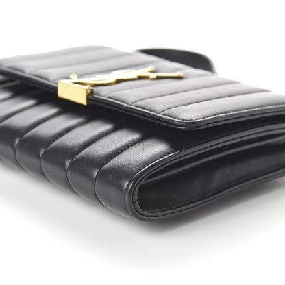 Saint Laurent Lambskin Matelasse Monogram Vicky Chain Wallet Black 7 of 10