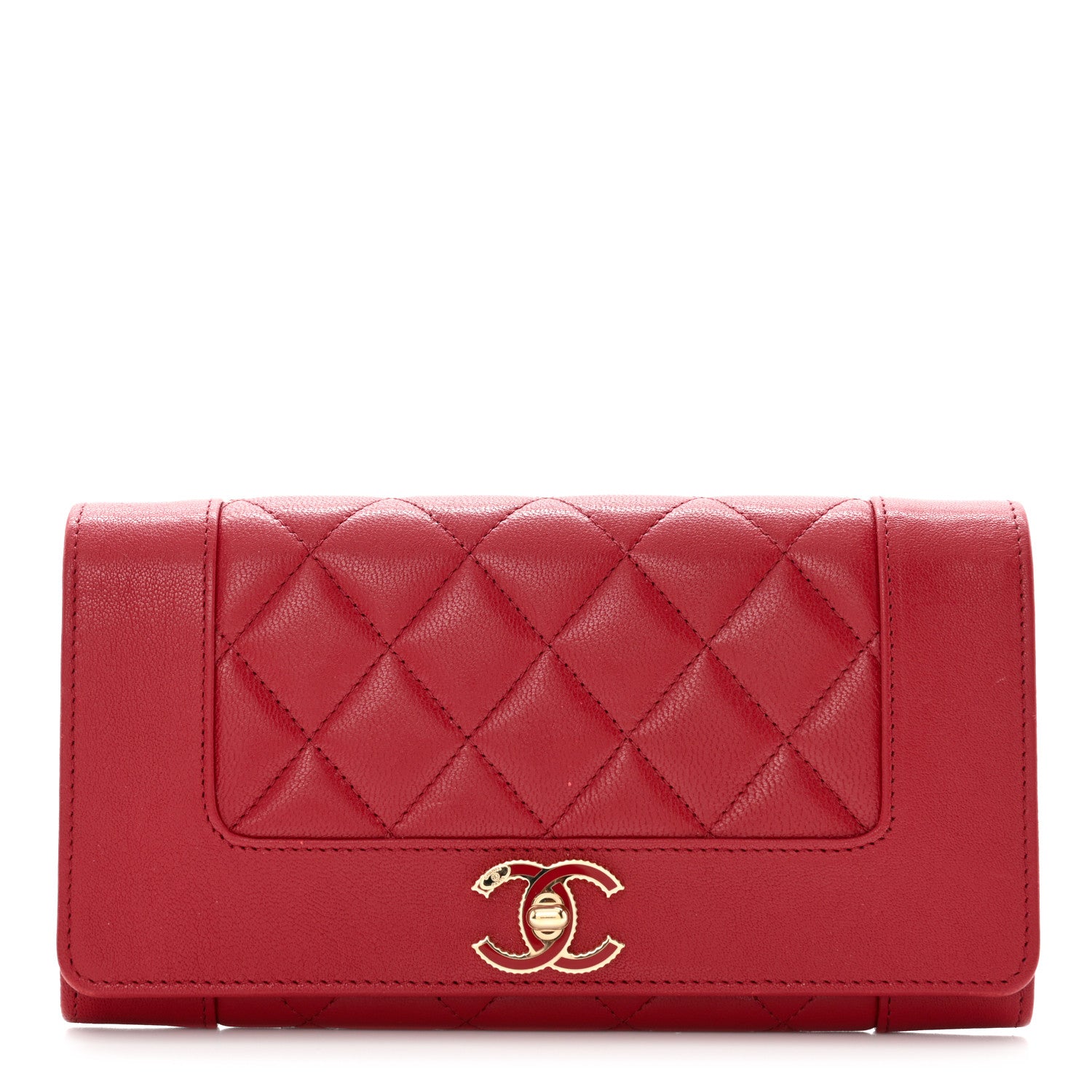 Chanel Sheepskin Quilted Mademoiselle Vintage Flap Wallet Red 2 of 9