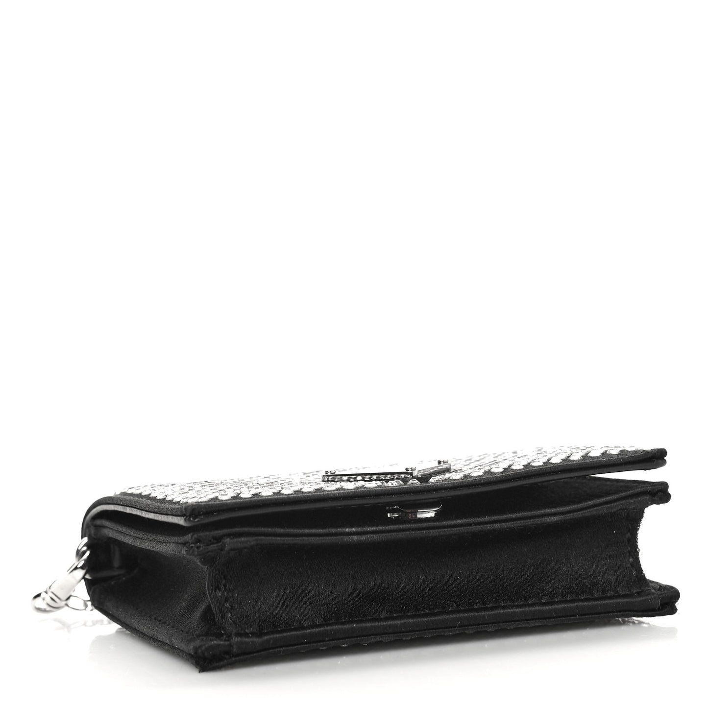 Satin Crystal Metal Triangle Logo Card Holder With Strap Cristal
