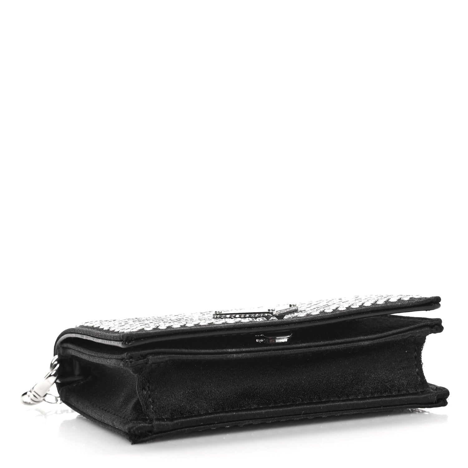 Prada Satin Crystal Metal Triangle Logo Card Holder With Strap Cristal 4 of 9