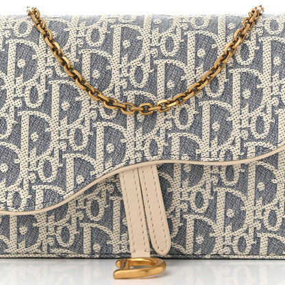 Christian Dior Chambray Oblique Pouch With Strap Blue Light Biscuit Blue Light Biscuit 8 of 10