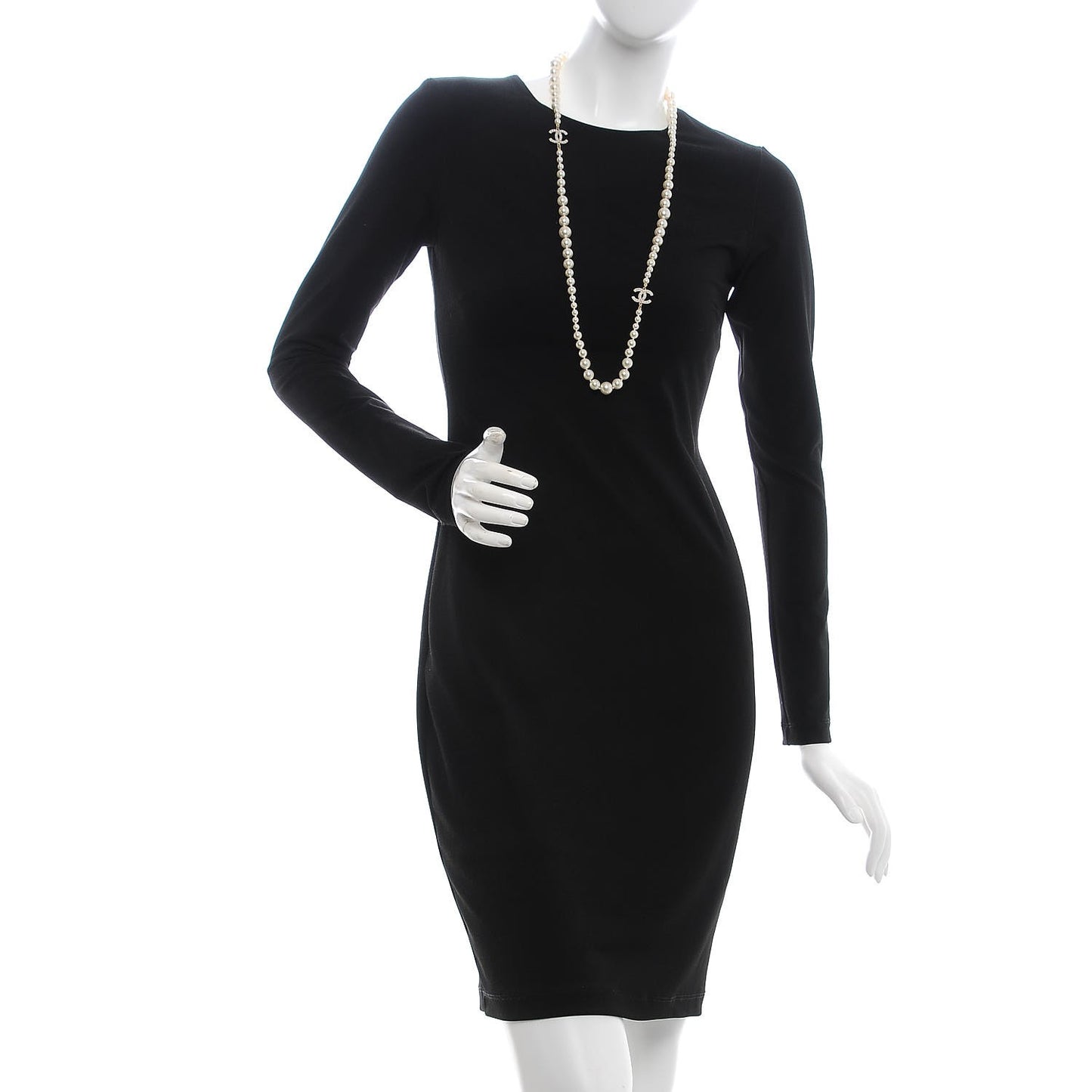 Graduated Pearl Long CC Necklace Gold