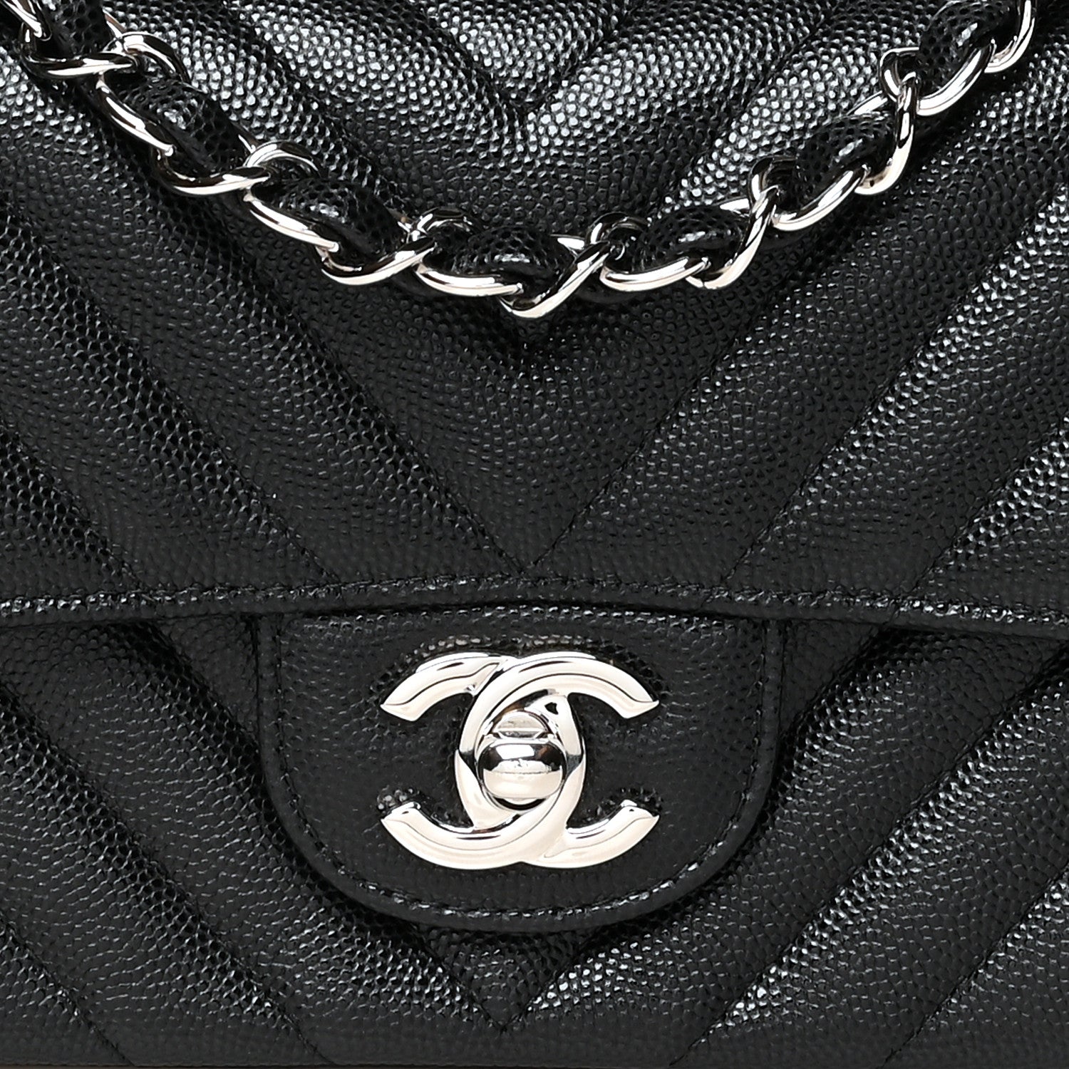 Chanel Caviar Chevron Quilted Mini Rectangular Flap Black 8 of 11