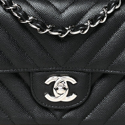 Chanel Caviar Chevron Quilted Mini Rectangular Flap Black 8 of 11