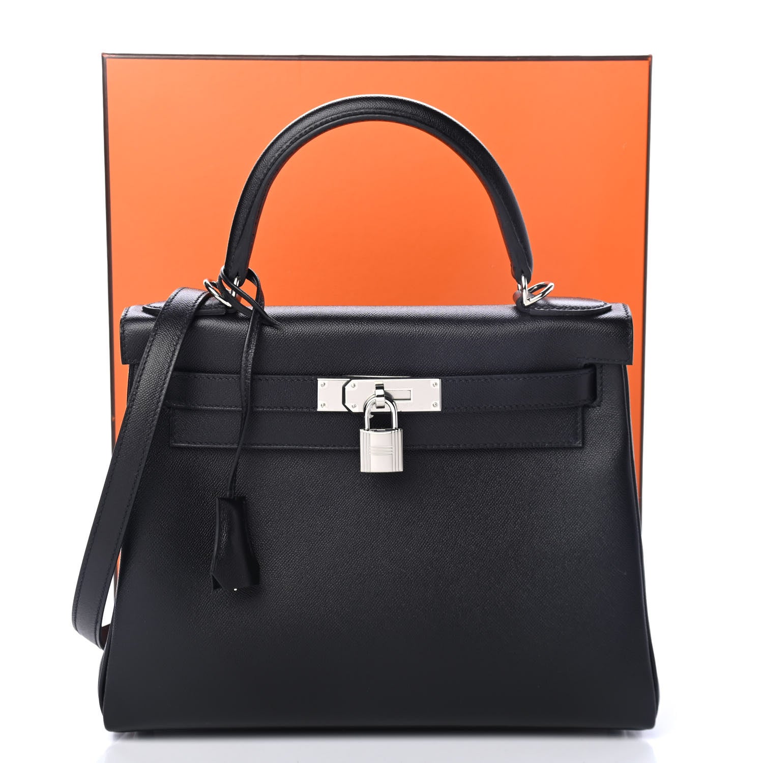 Hermes Madame Calfskin Kelly Retourne 28 Black 10 of 10