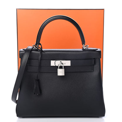Hermes Madame Calfskin Kelly Retourne 28 Black 10 of 10