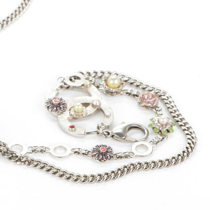 Chanel Crystal Enamel Pearl Flower CC Belt Silver 3 of 7