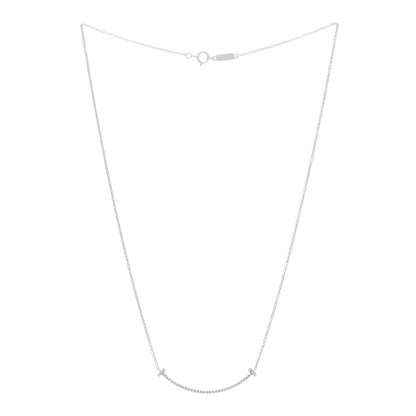 Tiffany 18K White Gold Diamond Small T Smile Pendant Necklace 3 of 6