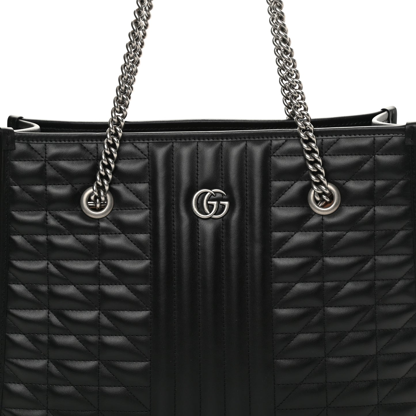 Calfskin Matelasse Aria Medium GG Marmont Shoulder Tote Black