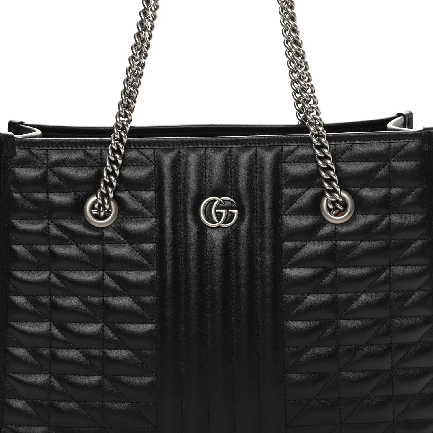 Gucci Calfskin Matelasse Aria Medium GG Marmont Shoulder Tote Black 8 of 14